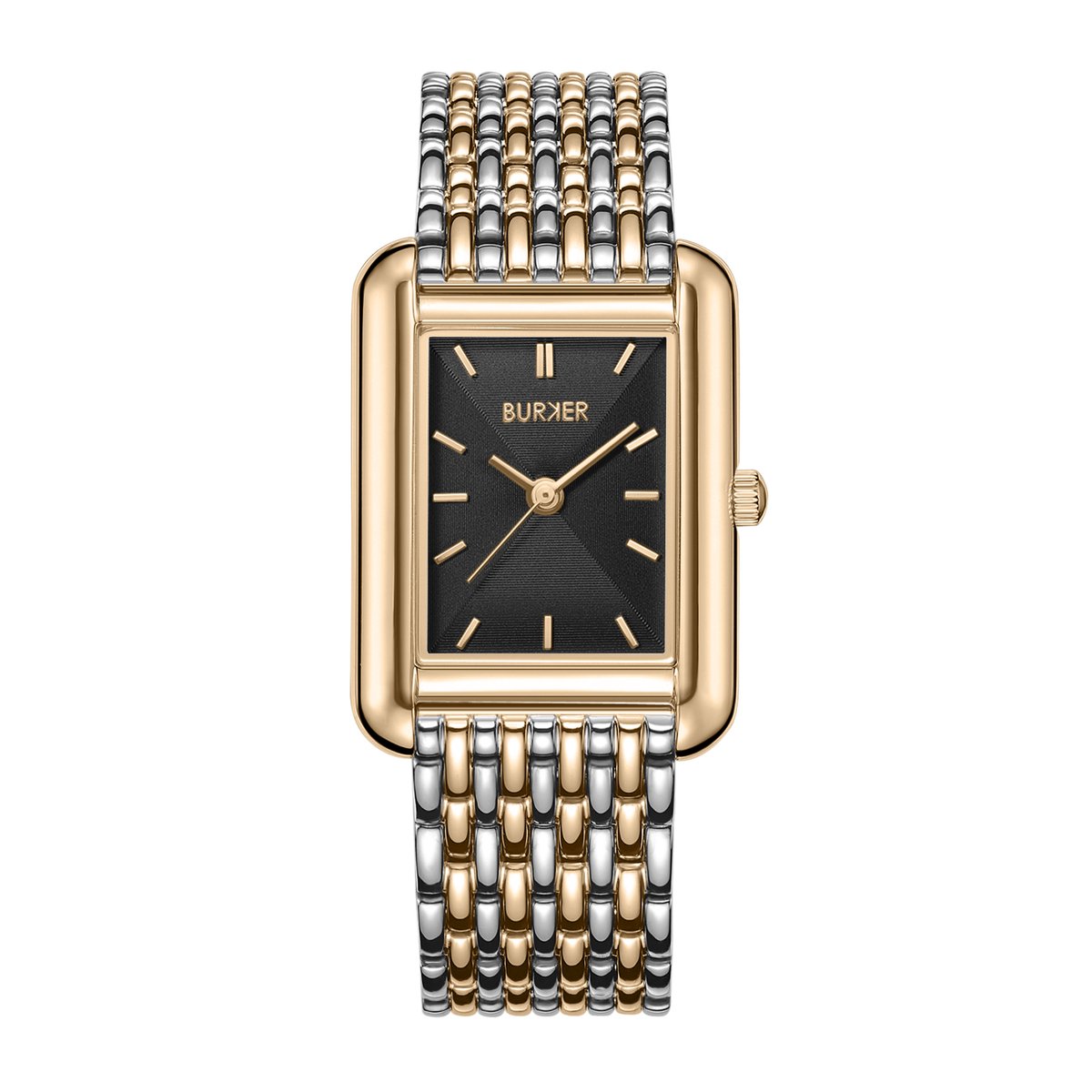 BURKER Olivia Horloge Dames - Vierkant - Zwart Goud Zilver - Schakelband - 29mm