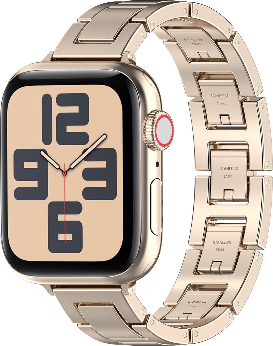 By Qubix - Slim Stainless steel quick-release band (small) - Starlight / sterrenlicht - Geschikt voor Apple watch 38mm / 40mm / 41mm / 42mm