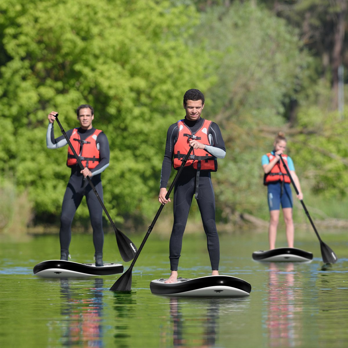 LifeGoods PaddlePro SUP Board - Opblaasbaar Paddle Board - Complete Set - Max. 150KG - 320x81cm - Wit/Zwart – foto 5