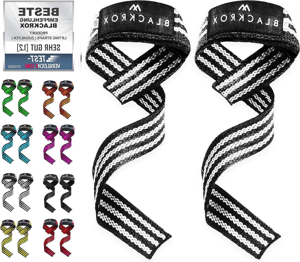 Lifting Straps - Gevoerde Bodybuilding Hefbanden voor Krachttraining - Vrouwen en Mannen - Deadlifts - Gewichtheffen - Fitness Grijphulp - 1 Paar (Wit)
