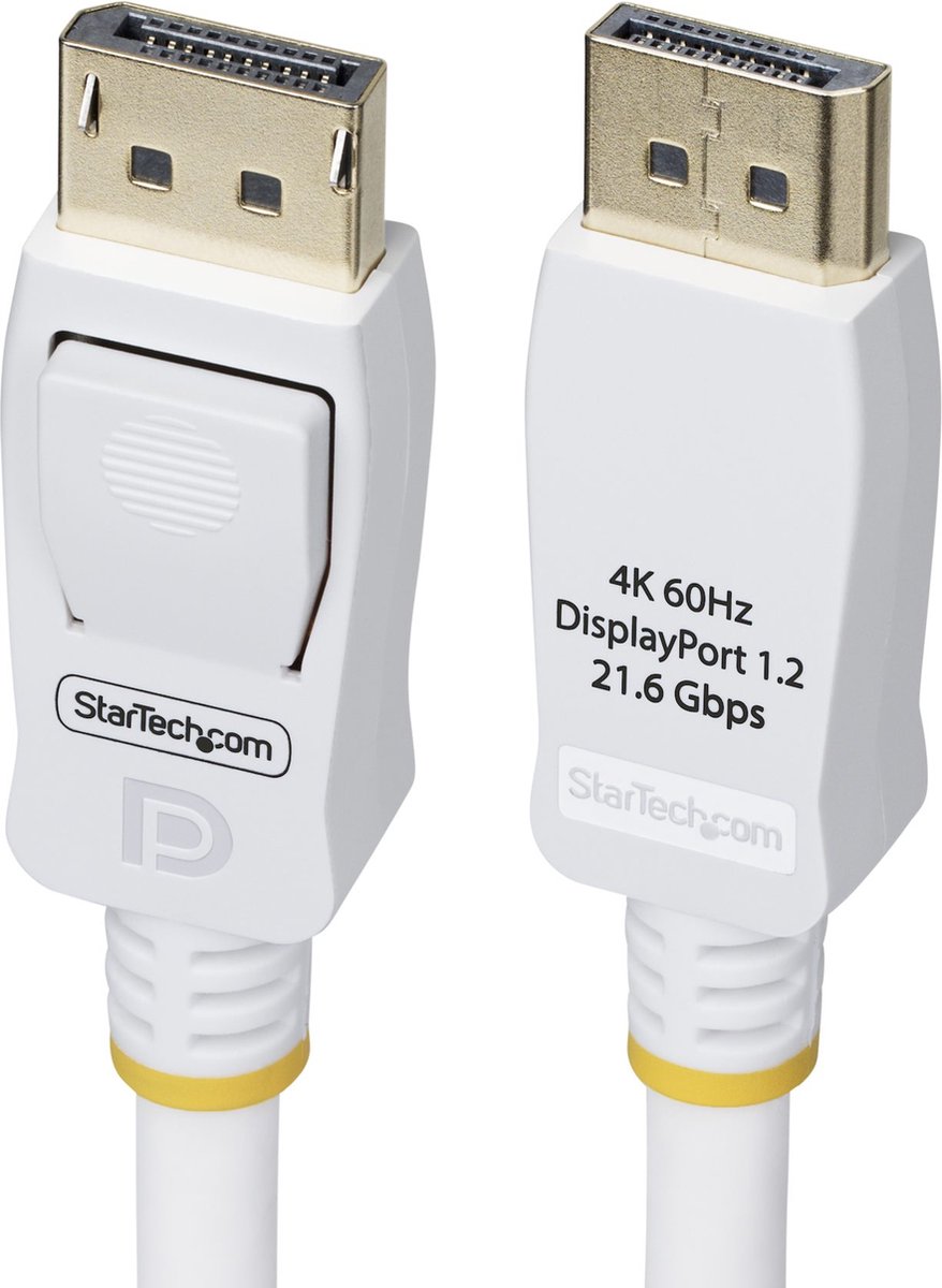 StarTech.com 1,8m VESA Gecertificeerde DisplayPort 1.2 Kabel, Wit, 4K 60Hz, Vergrendelbare DP Connectors, DP 1.2 Kabel