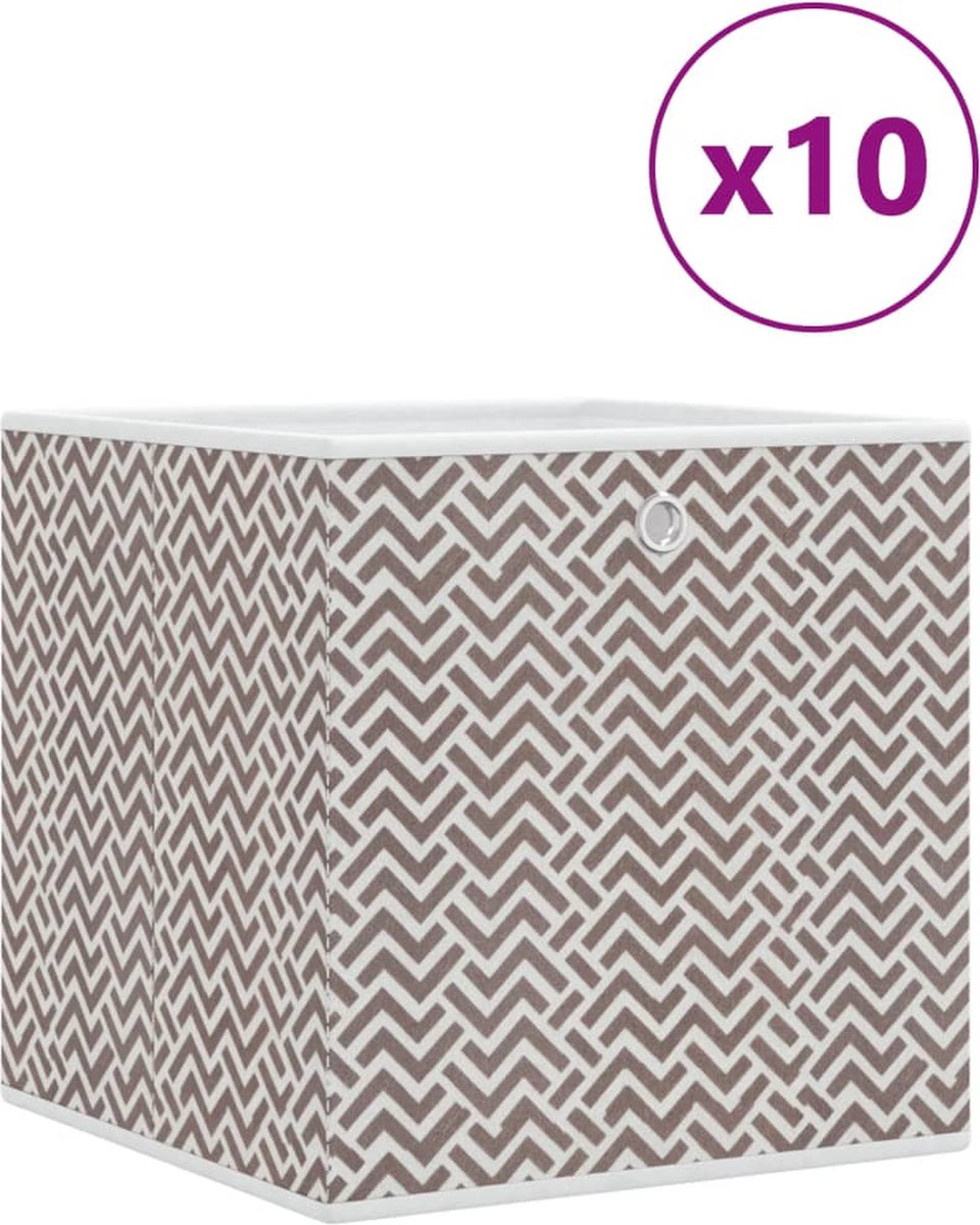 VidaXL Opbergboxen 10 st inklapbaar 32x32x32 cm ongeweven stof bruin