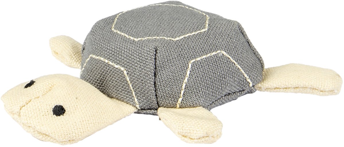 Flamingo Natural Fun Schildpad - Kattenspeelgoed - 11 cm Grijs Beige