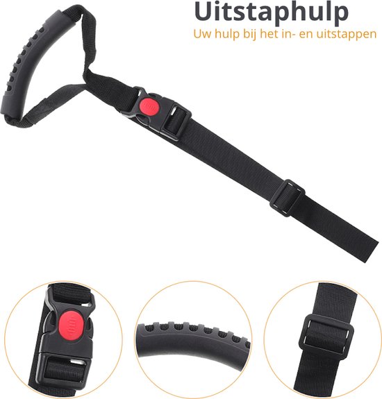 VOKA In- en uitstaphulp Auto - Handgreep Ondersteuning - Verstelbare handgreep - Uitstaphulp - Instaphulp - Autohulp - Veilig - Handig & praktisch - Multifunctionele uitstaphulp - handgreep auto - Rood/Zwart - Extra Stevig