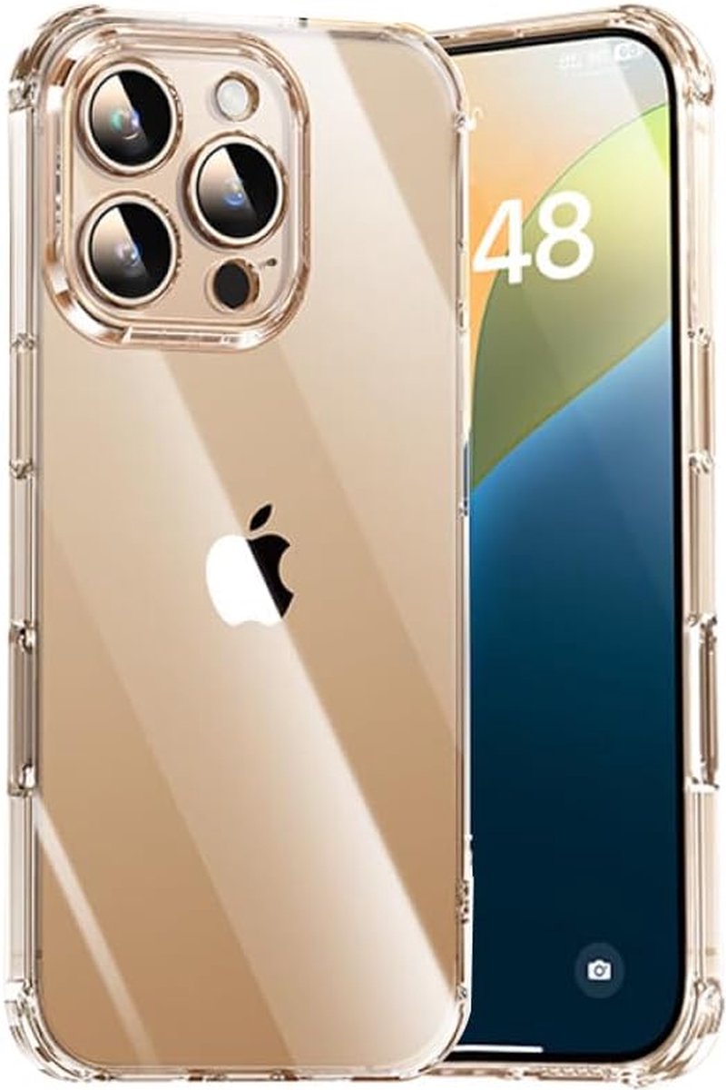 AziLine Shockproof Case Geschikt voor iPhone 16 Pro Max - Transparante Luxe iPhone 16 Pro Max Bescherming Hoesje - Maximaal Stevig en Premium Kwaliteit geschikt voor Apple iPhone 16 Pro Max