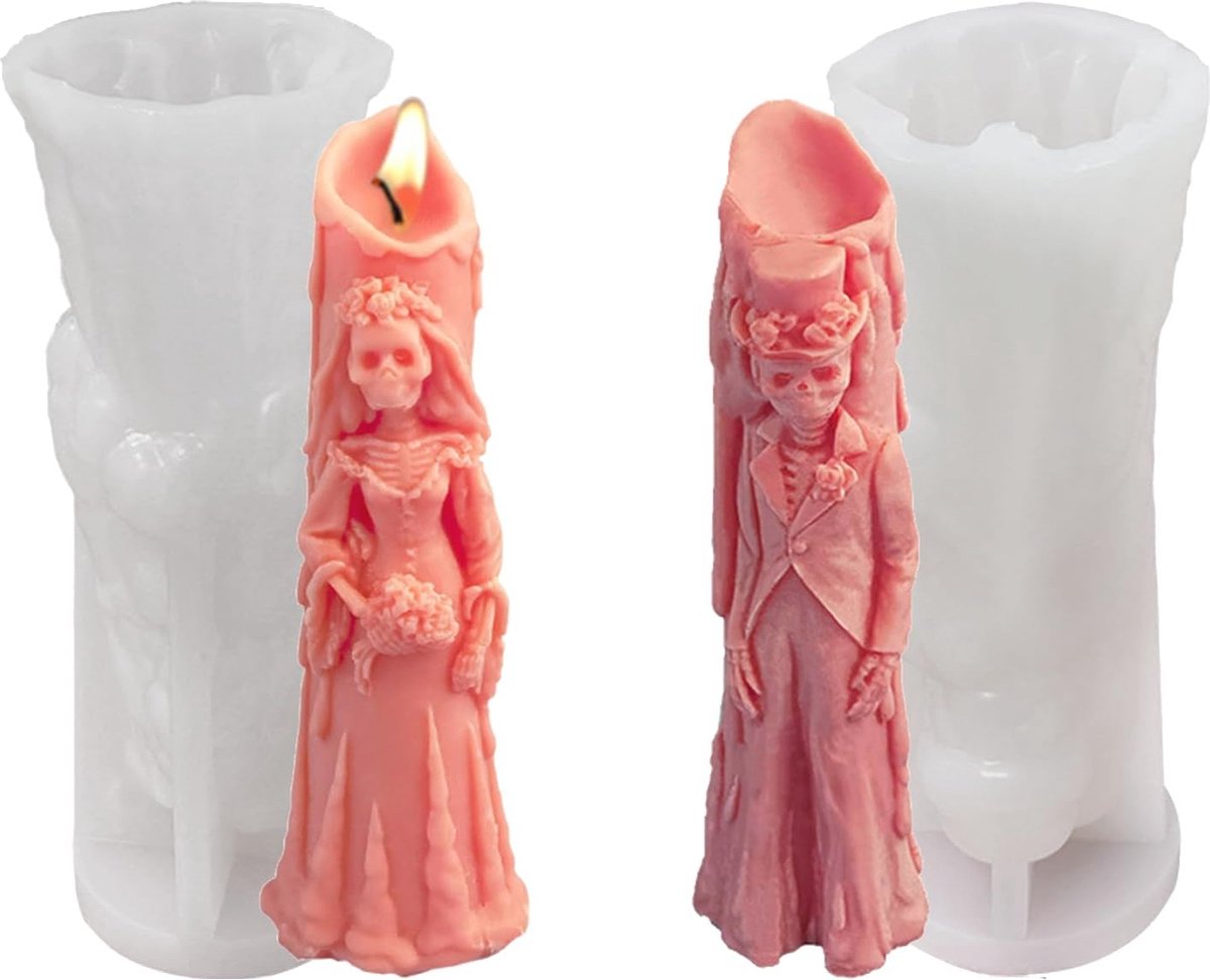 2 Stuks Doodskop Silicone Vorm voor Kaarsen en Decoratie - Halloween Gietmal