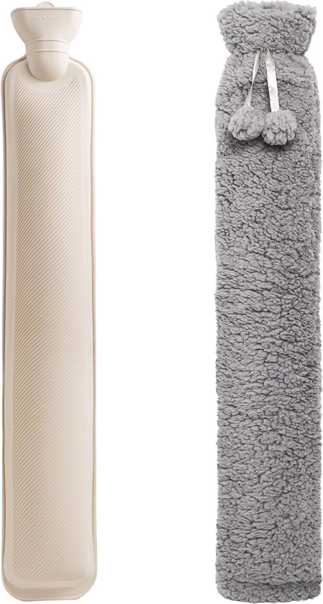 Warmwaterkruik 2L met Deksel - Extra Lange Pluche Warmwaterkruik voor Rugpijnverlichting en Comfort