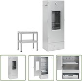 Bol.com The Living Store Rookoven Met Tafel - Multifunctioneel - 44.5 x 29 x 110 cm - Gegalvaniseerd Staal - Inclusief S-vormige... aanbieding