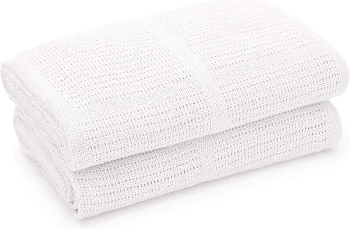 Zachte babydeken van 100% biologisch katoen - set van 2 - ideaal voor kinderbed, reizen en kinderwagen - 75 x 95 cm