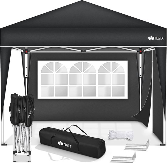 tillvex Paviljoen, 3 x 3 m, waterdicht, set van 4 zandzakken, pop-up v tillvex Paviljoen, 3 x 3 m, waterdicht, set van 4 zandzakken, pop-up v