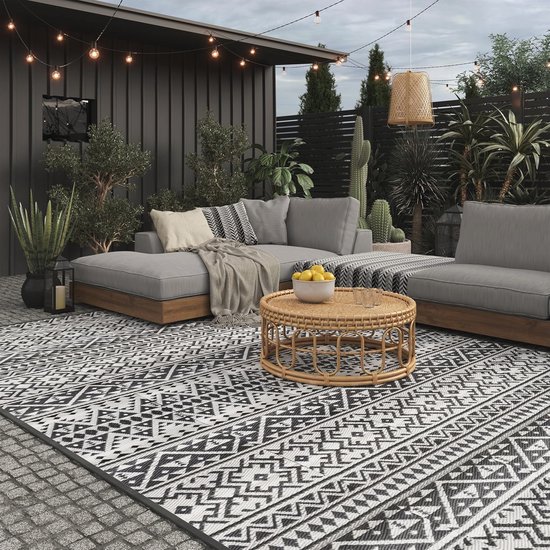 Cekene Outdoor tapijten voor tuin waterdicht 150x245cm groen omkeerbaar plastic tuintapijt UV-bestendige buitenruimte vloermat voor buiten BBQ terras balkon veranda