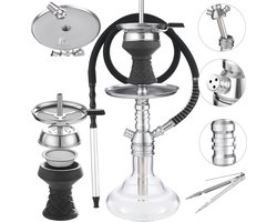 Complete Shisha Set met Siliconen Pijpslang en Glazen Vaas - Waterpijp Accessoires