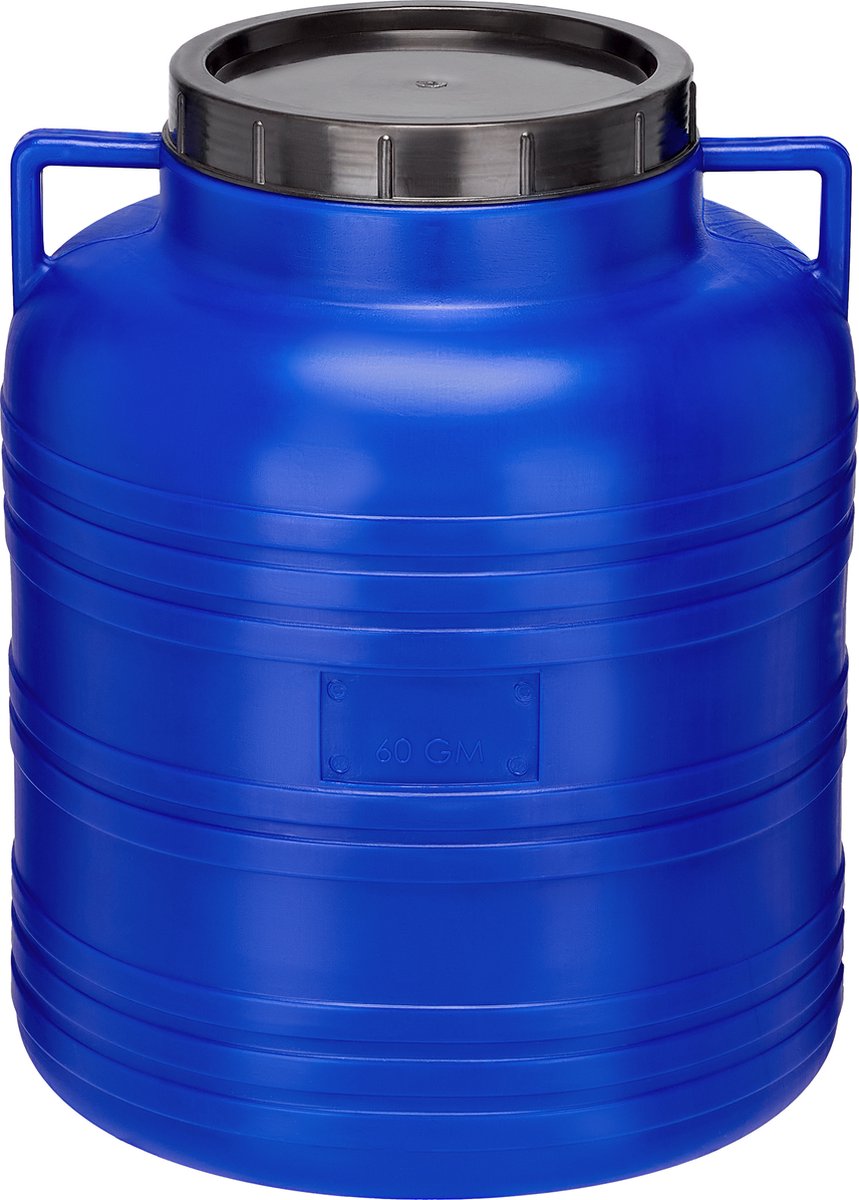 Garronda 60l Kunststof Trommel Met Deksel - Regenton - Vat - HDPE - Voedselvat - Tuin Hobbock – Blauw – GD-STE-BarrelF
