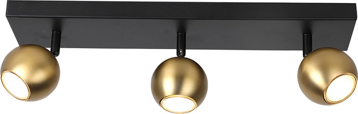 Olucia - MATEA - Plafondlamp - Messing / Zwart - 3L - Vorm: Rechthoek