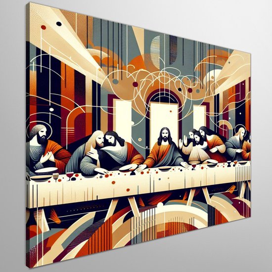 Abstract laatste avondmaal schilderij | Symbolisch spel van vormen en ...