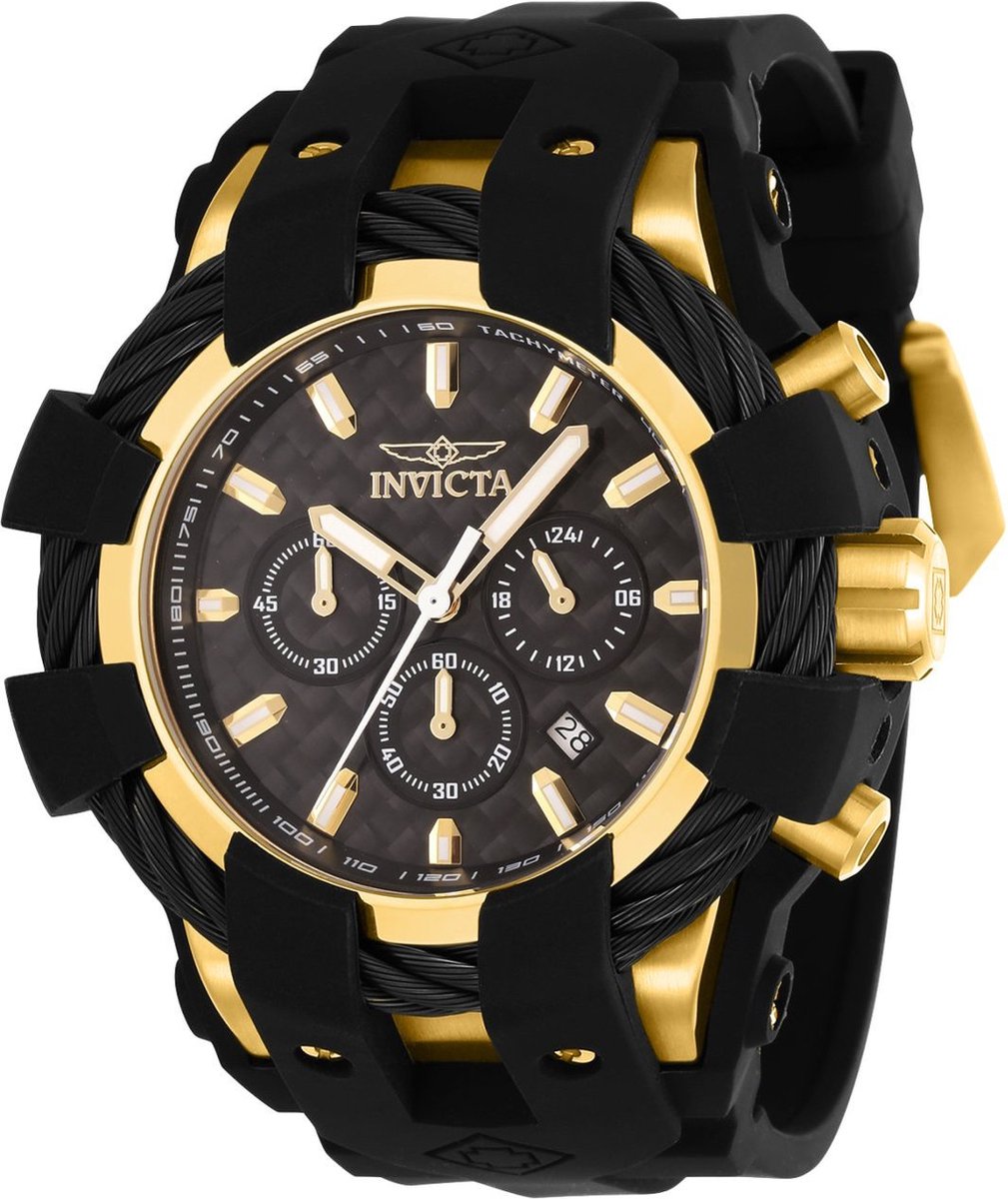 Invicta Bolt 23861 Heren Horloge - Waterdicht - Analoog - Quartz Uurwerk - Roestvrij Staal met zwarte Wijzerplaat - 48mm