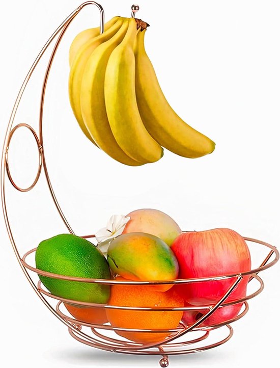 Fuleadture Fruitmand Met 4 Niveaus, Afneembare Fruitschaal Voor Het Werkblad Keuken Hoge Capaciteit Metalen Decoratie Fruitetagere Brons