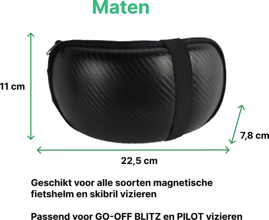 Couverture de visière à couverture rigide avec fermeture éclair et bande élastique. Convient aux visières GOOFF Pilot et Blitz .