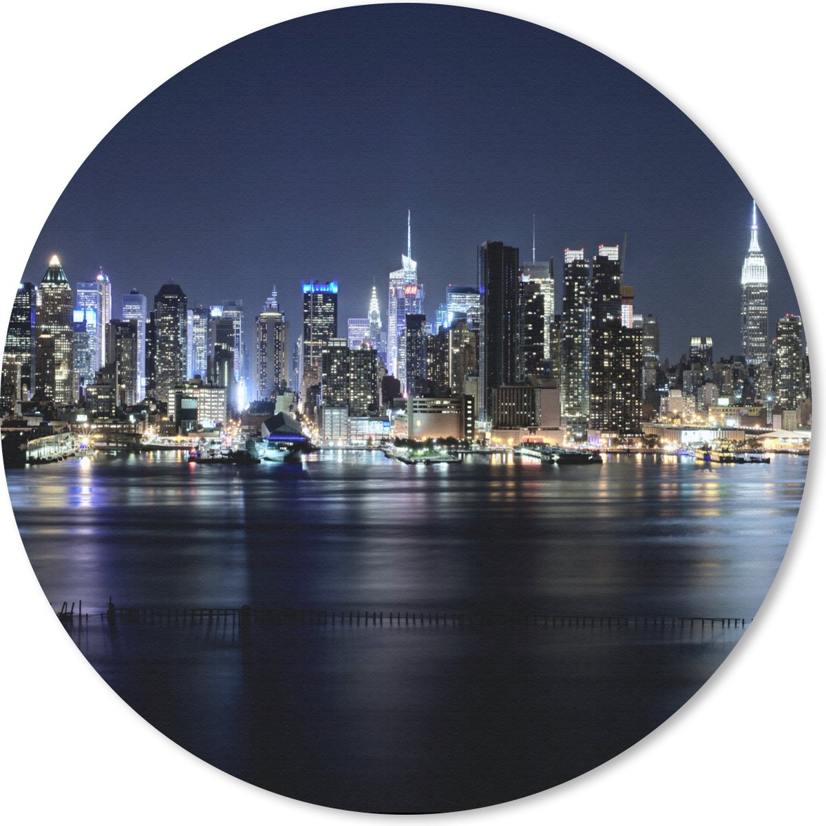 Muismat rond 50x50 cm - Mousepad New York - Sterrenhemel - Empire State Building - Ronde muismatten