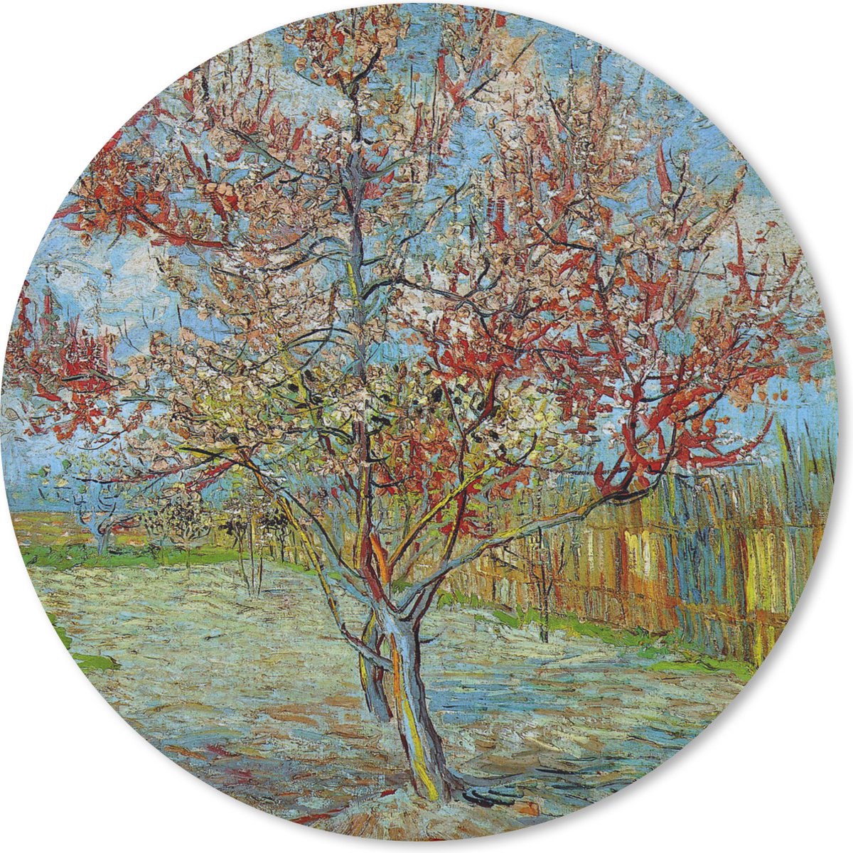 Muismat rond 20x20 cm - Mousepad De roze perzikboom - Vincent van Gogh - Ronde muismatten