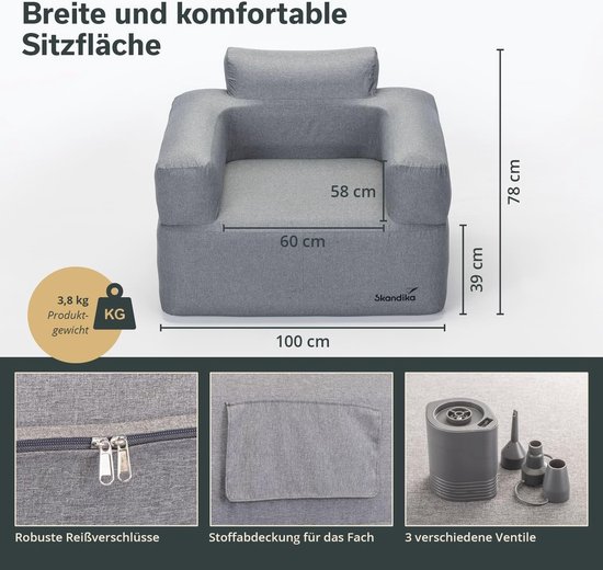 Opblaasbare Sofa voor Buiten met Elektrische Pomp - USB Oplaadbaar Logeerbed tot 200 kg van Flintronic — afbeelding 3