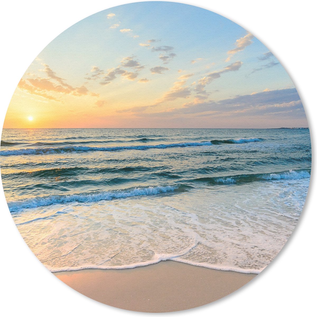 Muismat rond 30x30 cm - Mousepad Strand - Zee - Zonsondergang - Golf - Ronde muismatten