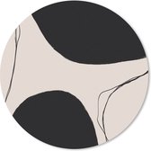 Muismat - Mousepad - Rond - Pastel - Zwart - Minimalisme - 40x40 cm - Ronde muismat