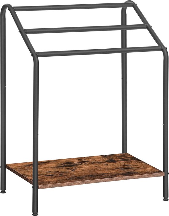 VASAGLE - Staande Handdoekhouder - 3 Rails - 70 X 30 X 100 Cm - 2 Haken Badhanddoeken Houder Wit Beige Lls019w01