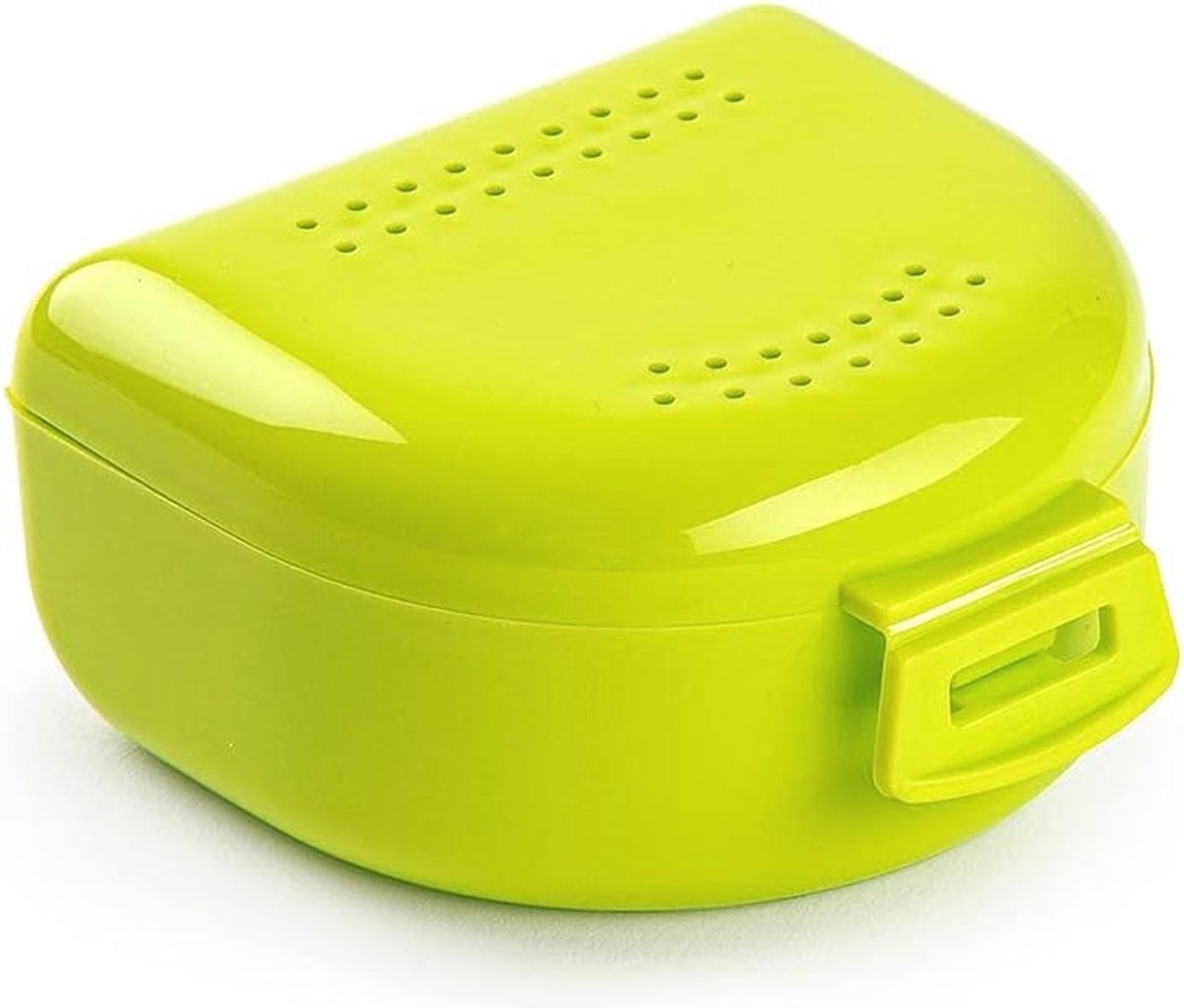 Ademende Opbergdoos voor Tandprothesen en Beugels - Duurzaam en Draagbaar, 80x80x35 mm, Ventilatiegaten voor Hygiëne