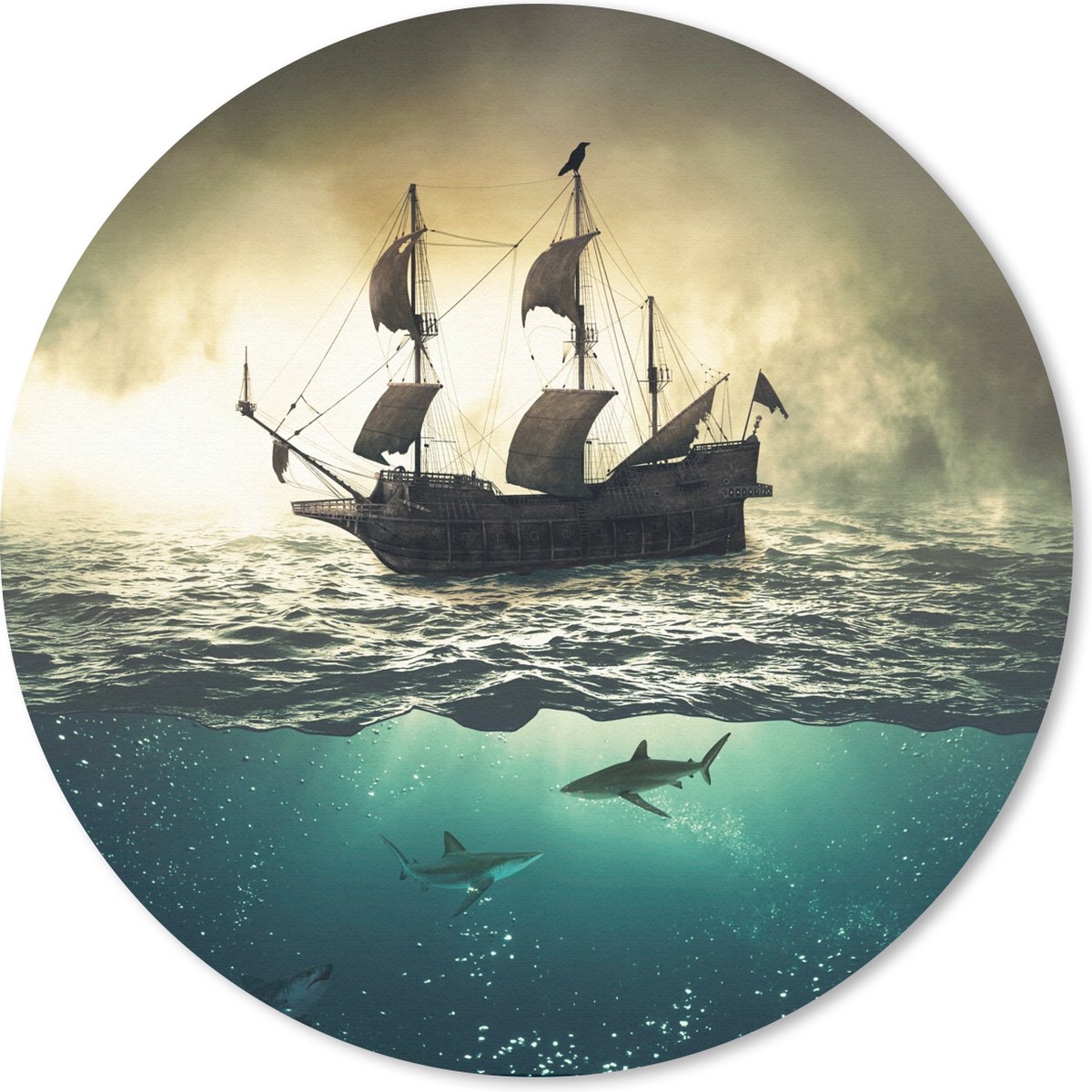 Muismat rond 30x30 cm - Mousepad Zee - Boot - Haai - Ronde muismatten