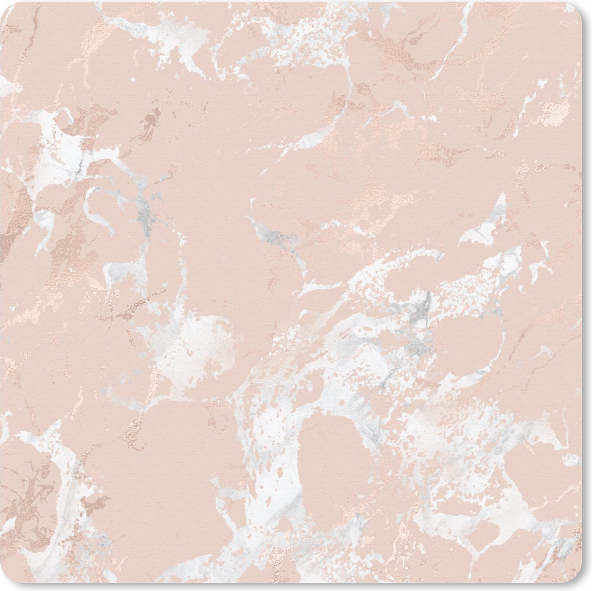 Muismat 30x30 cm - Mousepad Marmer - Roze - Wit - Muismatten