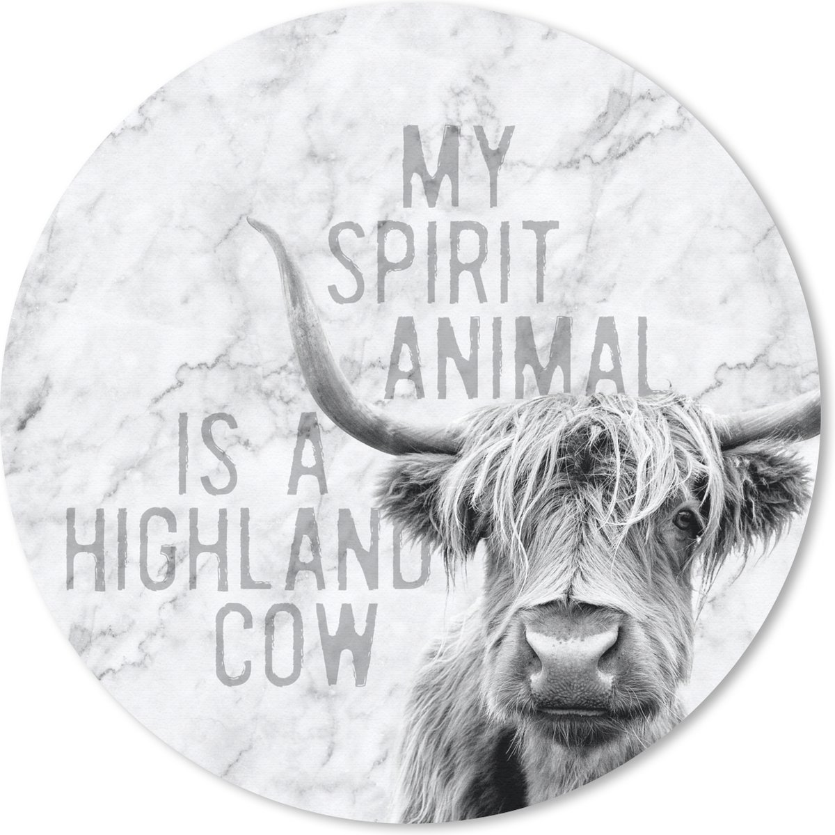Muismat rond 40x40 cm - Mousepad Marmer - Quote - Schotse hooglander - Ronde muismatten