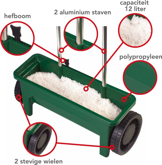 Toolland Strooiwagen, instelbare dosering, strooimateriaal 0-8 mm, 12 liter, groen van Toolland — afbeelding 5