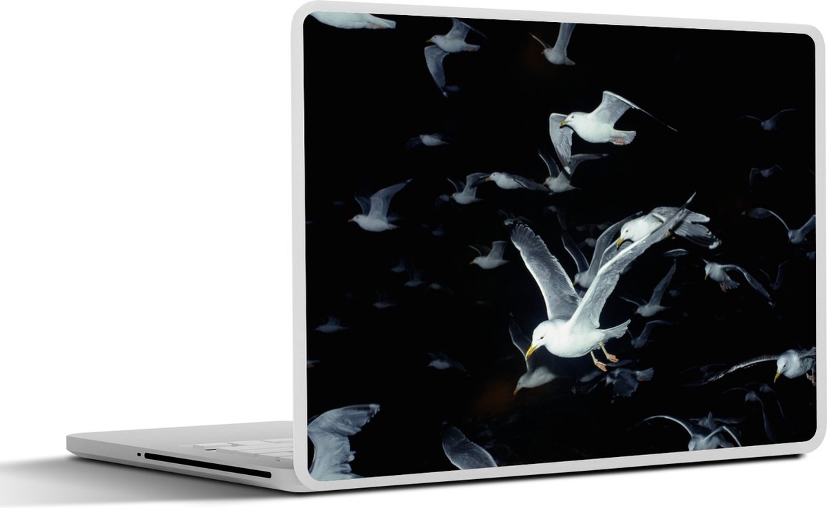 Laptop sticker - 12.3 inch - Vogel - Zwart - Zwerm - 30x22cm - Laptopstickers - Laptop skin - Cover