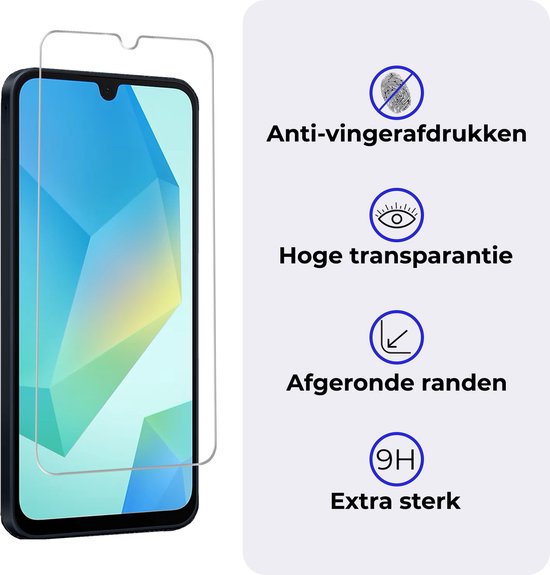 Protecteur d'écran adapté pour Samsung A16 Protecteur d'écran Glas Trempé Tempered Glass - Protecteur d'écran adapté pour Samsung Galaxy A16 Protecteur d'écran Couverture d'écran - 2 PACK