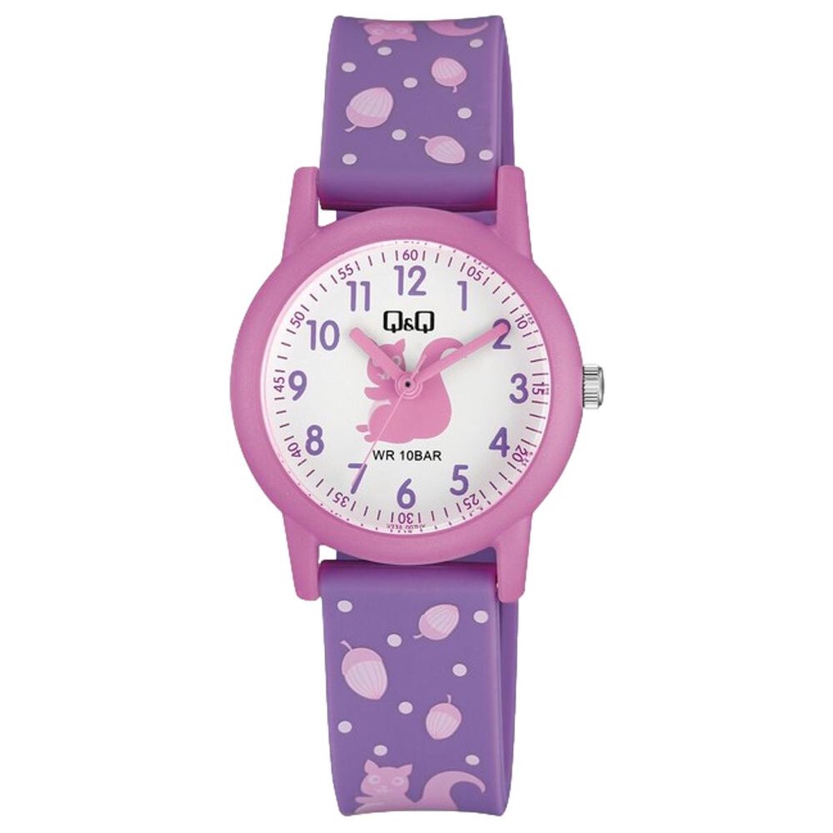 QQ V23A-007VY - Horloge - Polshorloges - Analoog - Kinderen - Unisex - Plastic band - Rond - Kunststof - Cijfers - Dinosaurus - Grijs - DonkerBlauw - LichtBlauw - 10 ATM
