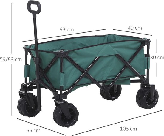 Opvouwbare Tuinwagen met Verstelbare Handgreep en 360° Wielen - 20 kg Capaciteit van Merkloos — afbeelding 5