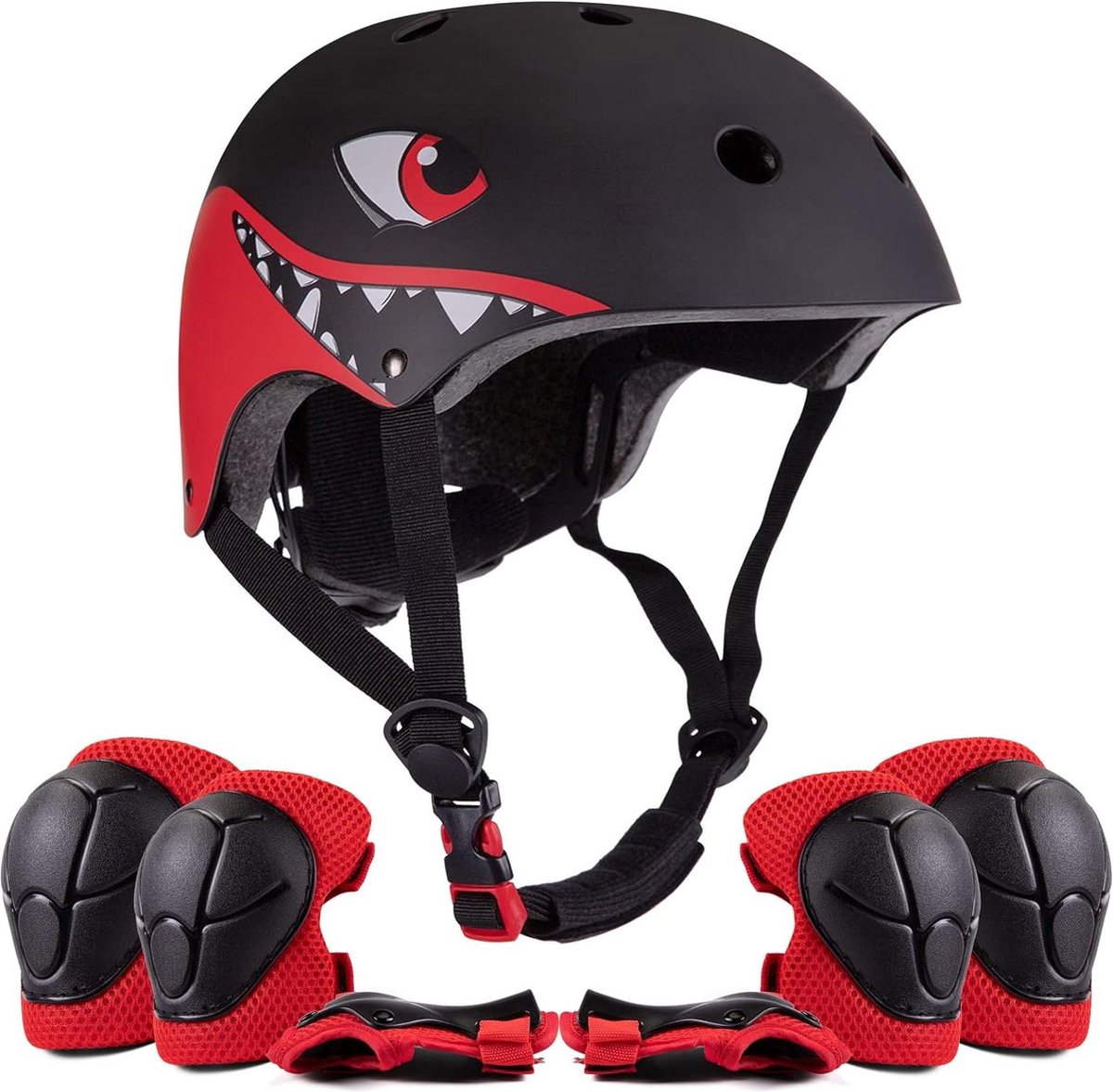 Kinderhelm Skaterhelm fietshelm met kniebeschermers set - 2 tot 6 jaar lichte microschaal - kinderhelm kniepads bescherming - loopfiets skateboard motorfiets sport