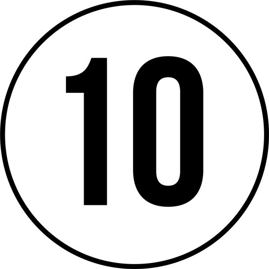 10 stickers van 10 cm | Tempo 10 KM Sticker | Weersbestendig | Vinyl | bol