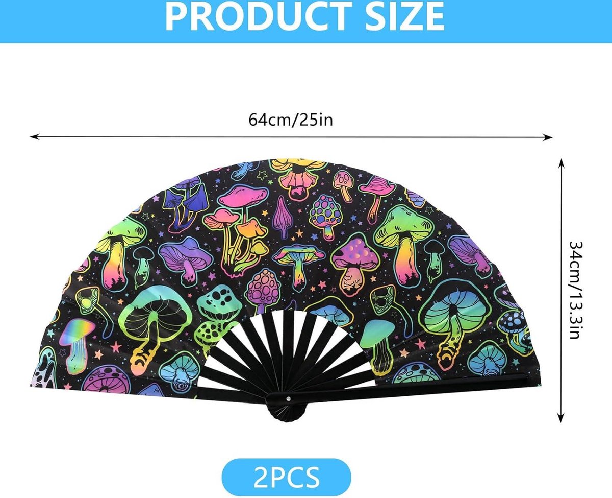 Éventail Holographique Pliable à Effet UV - Grand Format Pour Festivals, Mariages Et Décoration