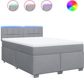vidaXL - Sommier tapissier - avec - matelas - tissu - gris clair - 140x200 - cm