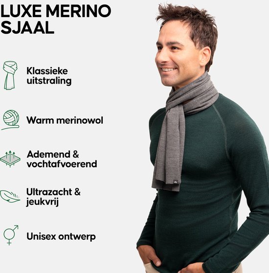 Écharpe en laine mérinos DANISH ENDURANCE - Qualité Premium - pour hommes et femmes - Gris foncé - Taille unique