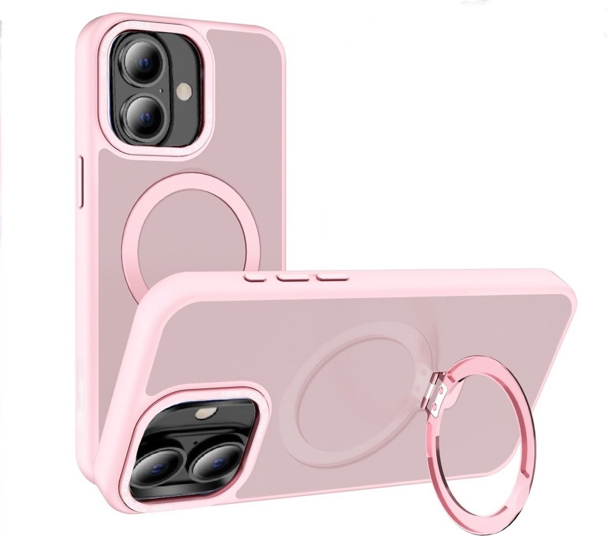 Cityhoesje - Ring Backcover iPhone 16 Plus - Wireless Charging - Roze