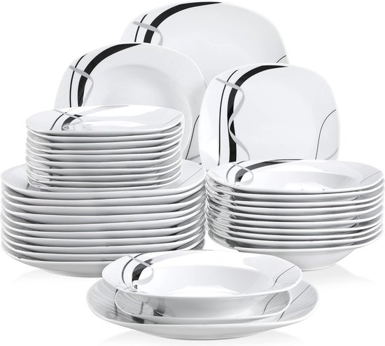 Delys 545959 porseleinen tafelservies 18-delig voor 6 personen, platte