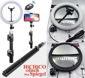 Bol.com HiCHiCO® 10Inch Ringlamp met Statief - Verstelbaar Sterke Statief Tot 200cm - Selfie lamp - Ringlamp - Tik tok - flitser... aanbieding