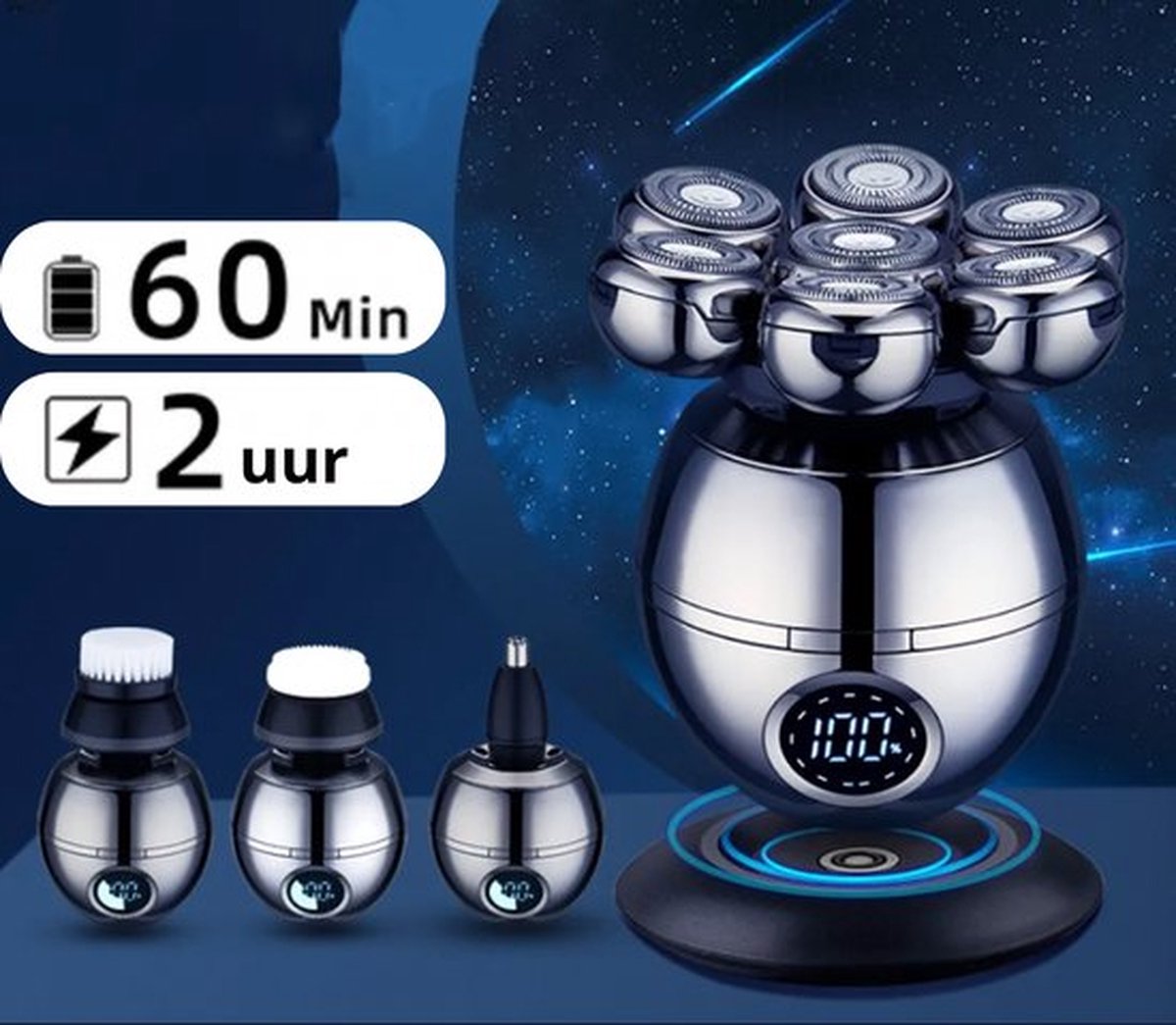 6-in-1 Elektrisch Scheerapparaat voor Mannen met Draadloos - afbeelding 3