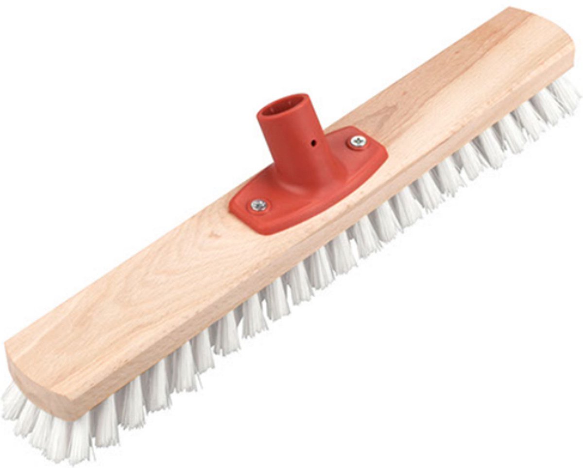 Schrobber - 40 cm - hout - wit - schrobborstel - schoonmaakborstel