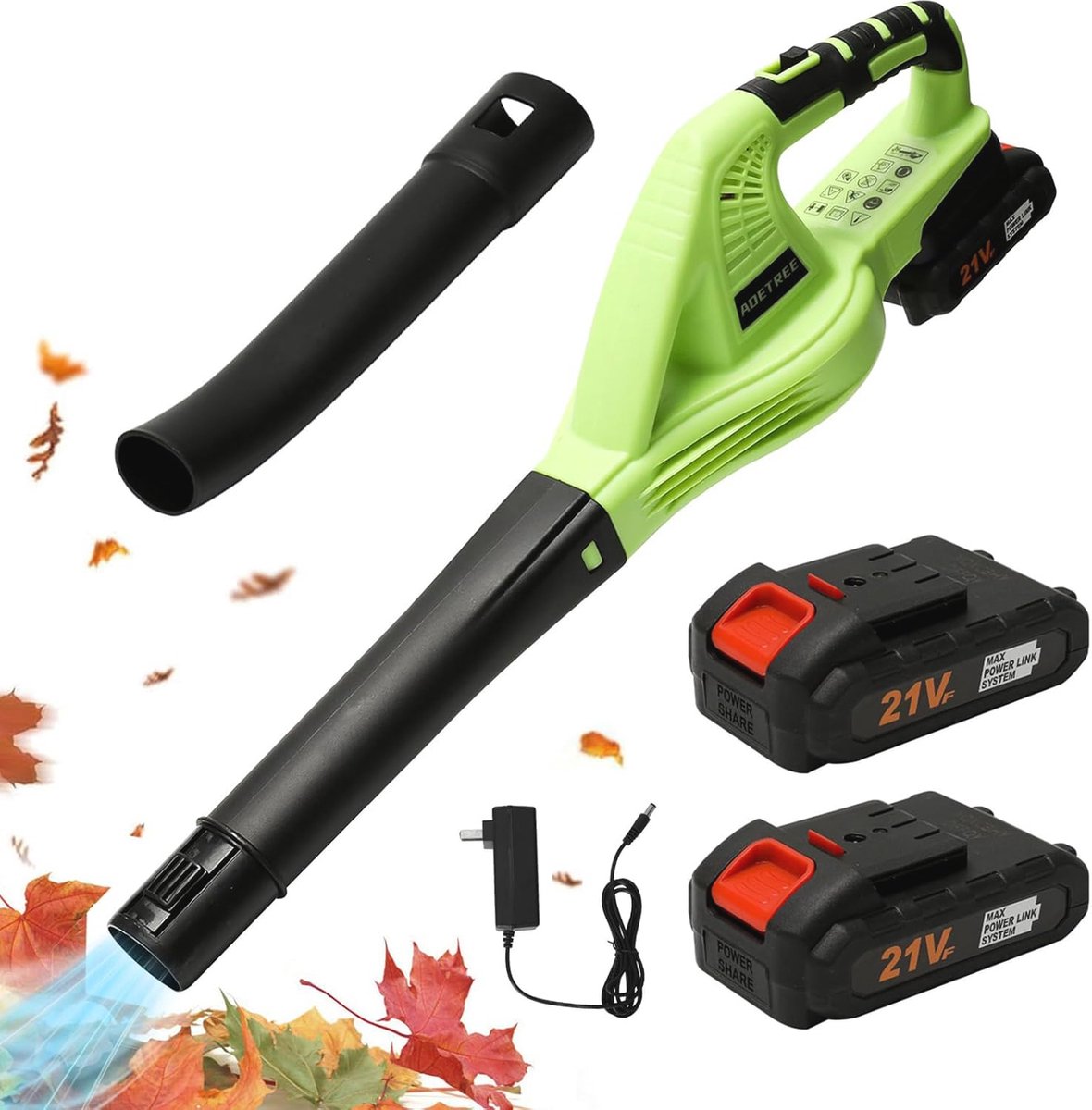 Draadloze Bladblazer 21V - 2-in-1, Accu en Snellader, 150 mph Windsnelheid voor Gazons en Sneeuw