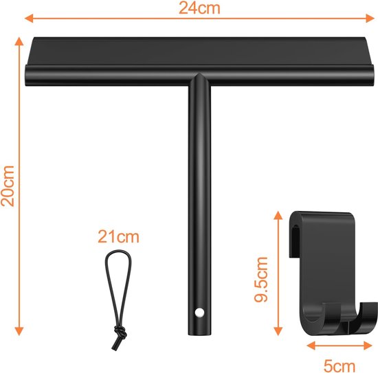 Gouden Douchewisser Roestvrijstalen Raamwisser Badkamerreiniger, Antisliphandgreep, 10-inch Mes, met Haak voor Raam, Tegels, Autoglas 22,5x22cm / 8,9x8,7in
