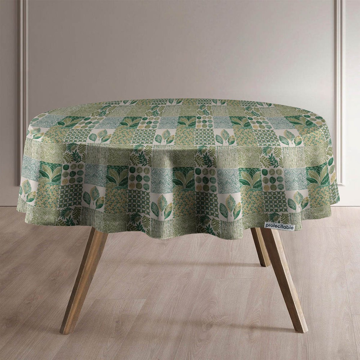 Protecttable - Rond Tafelzeil Jungle Tegels Ø138cm - Tafelkleed Afwasbaar - Kunststof